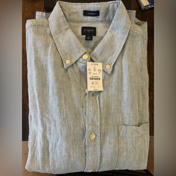 JCREW Men's Light Blue/Green Botton Down Shirt - Picture 1 of 6
